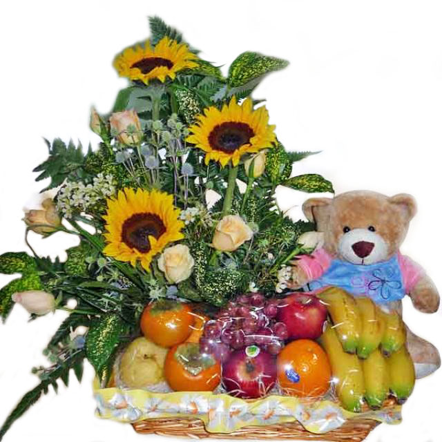 Frutas, Flores y Peluche 30 cm